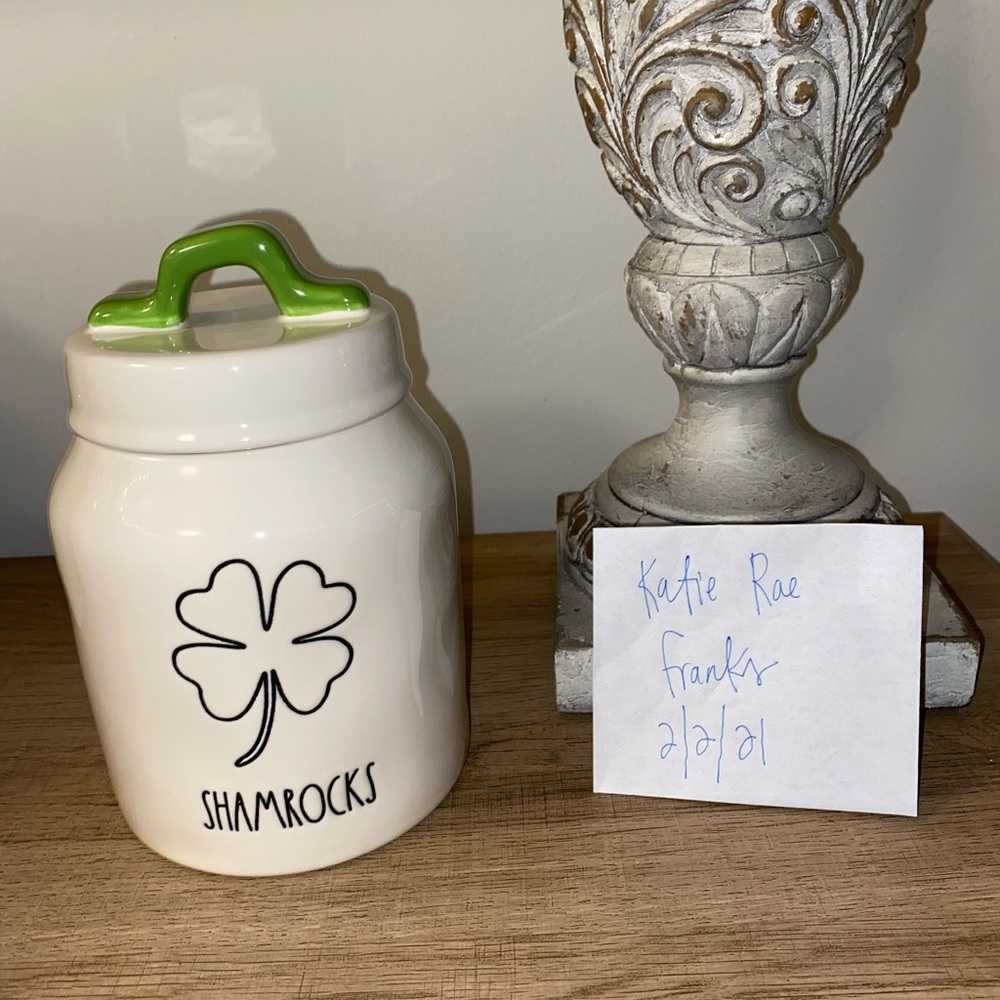 Rae Dunn Shamrocks Canister